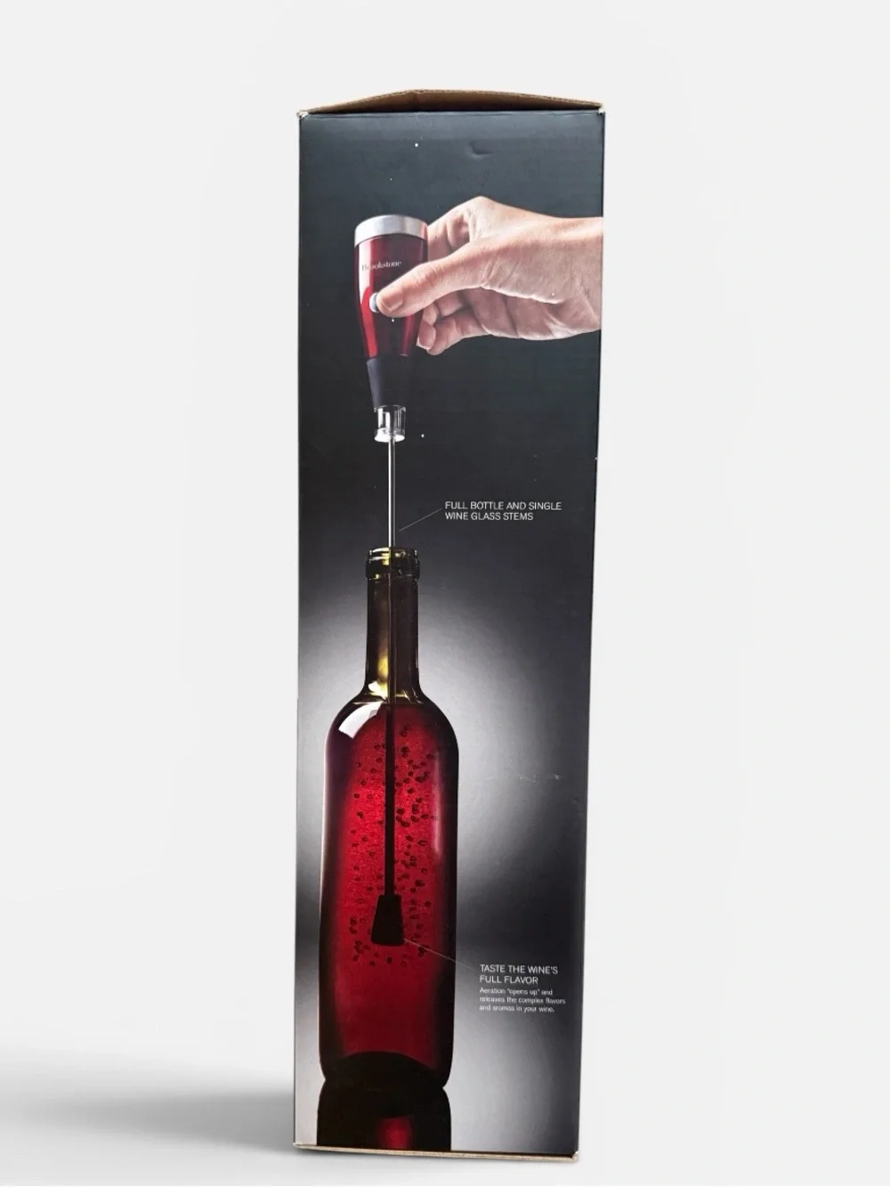 Brookstone Aero Full Bottle Wine Aerator in Deep Red Metallic NIB